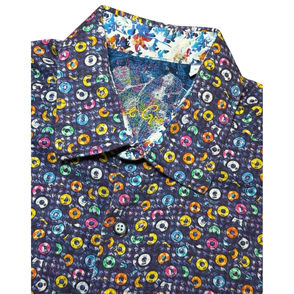 Robert Graham Spin Me Round Classic Fit Stretch Shirt Mens Small Button Down S/S